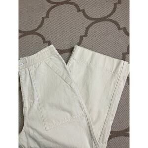 Wray Lake Butter Jeans, Size 4 High Rise Crop Cream Beige Elastic Waist Wide Leg